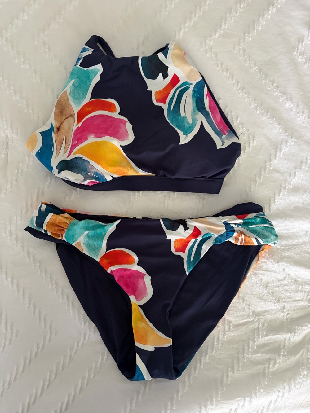 La Blanca Petals in Bloom Reversible Ruched-Side Bikini‎ Bottom and top